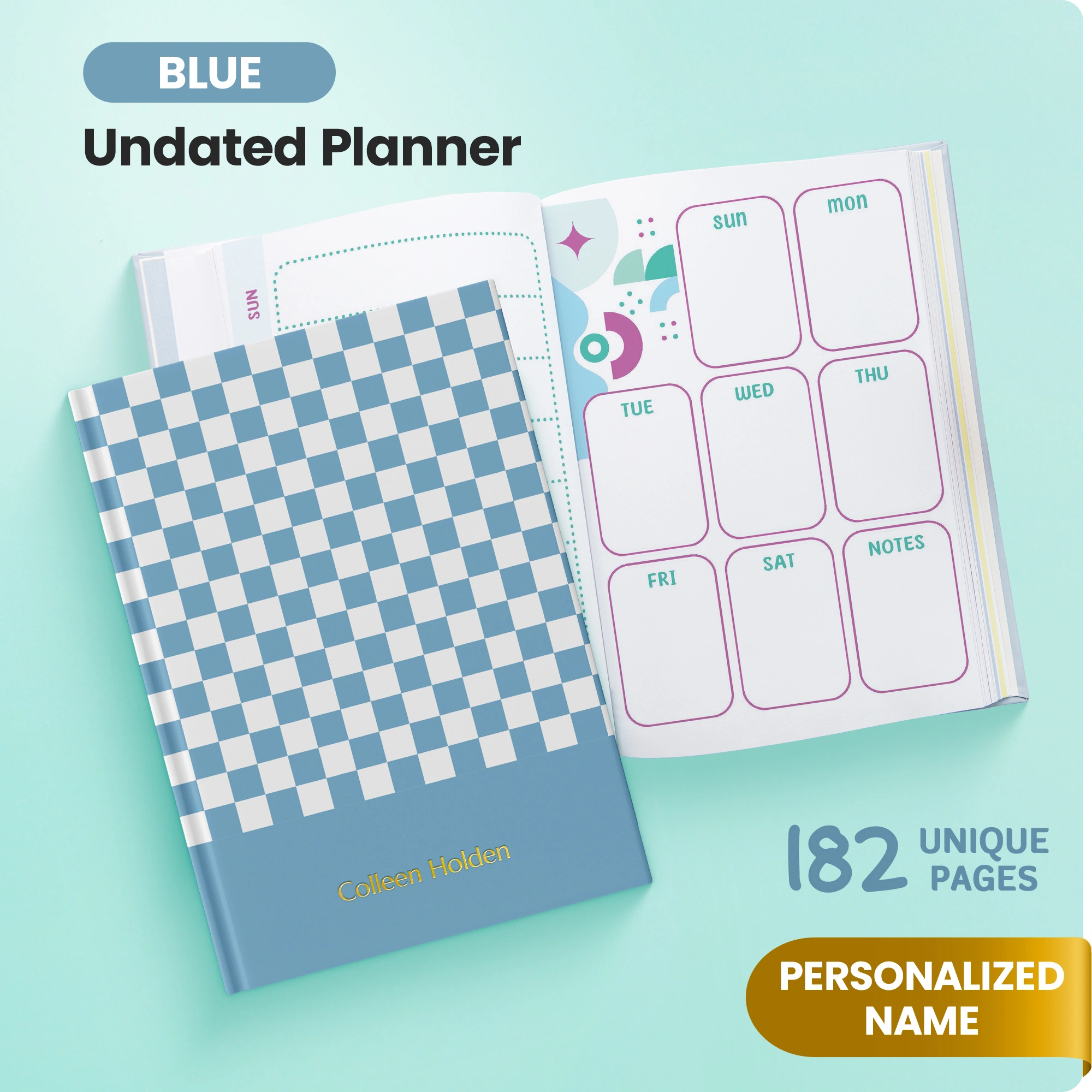 Personalized Undated Planner - Blue